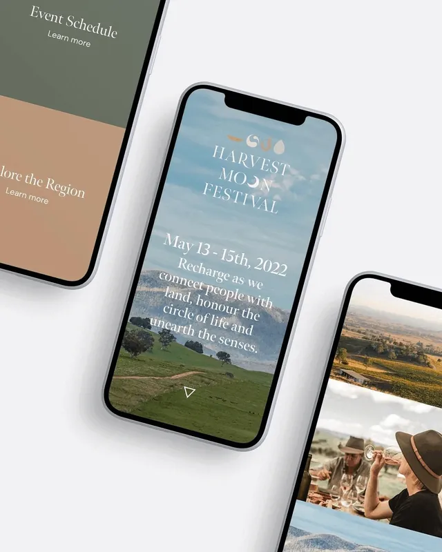 Harvest Moon Festival website on three phones