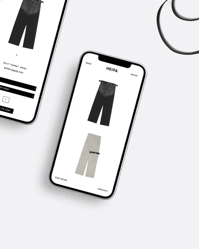 Heipa Streetwear store on two phones